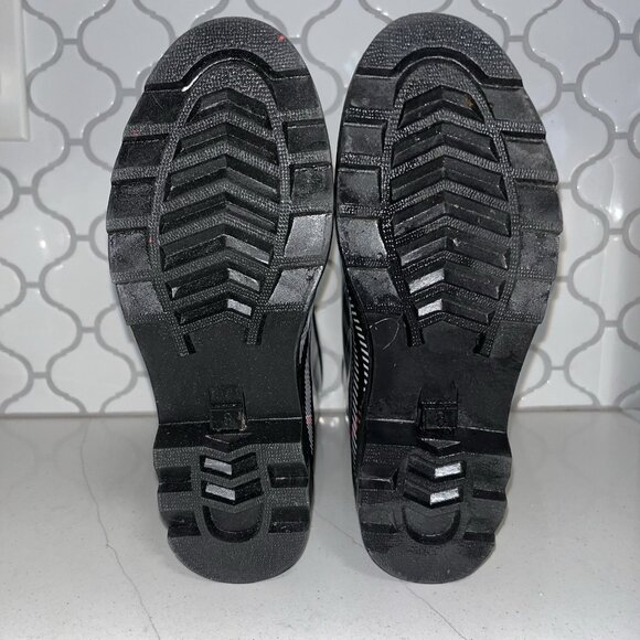 Aqua Stop Womens Pre-owned Waterproof Black/White/Red Plaid Rain Boots - sz. 8M - Picture 5 of 7